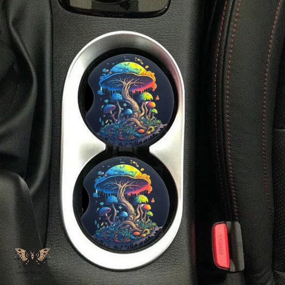 Mushroom Tree Of Life Car Coaster Set - Picture 3 of 11